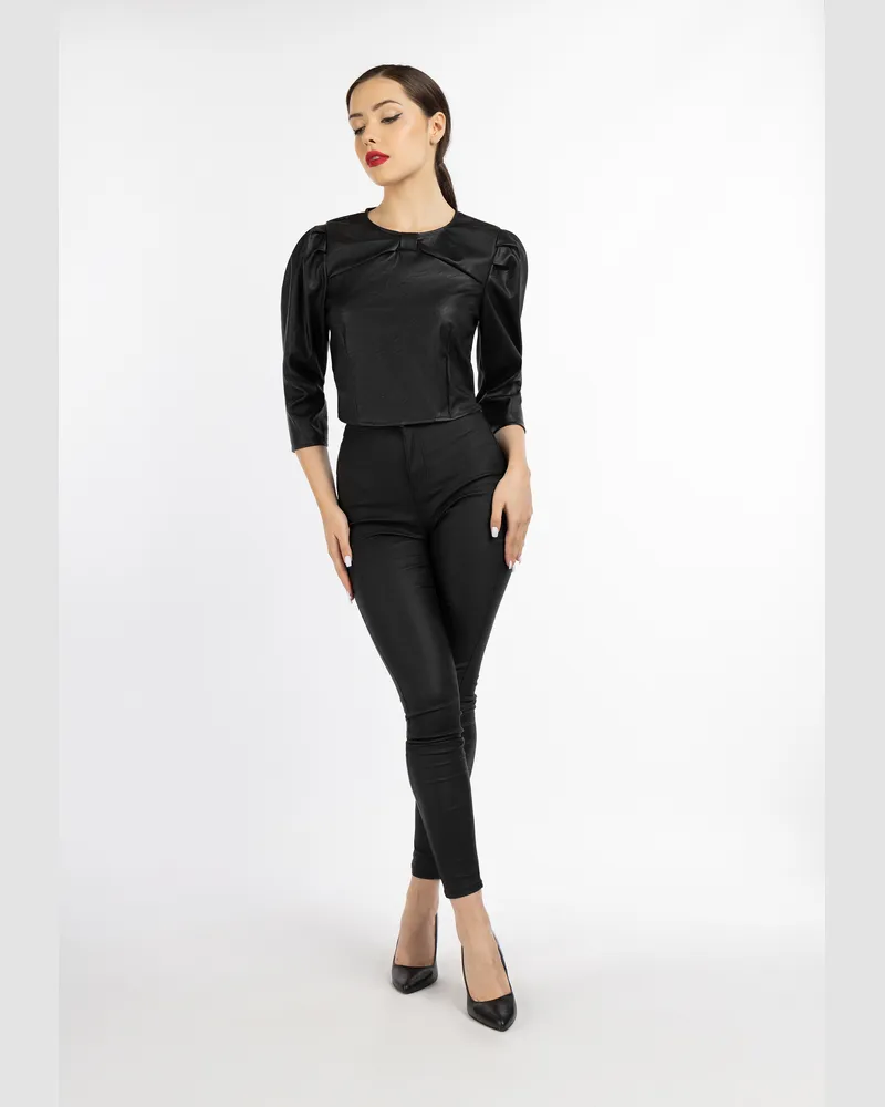 FAINA blouse en similicuir dedica Schwarz