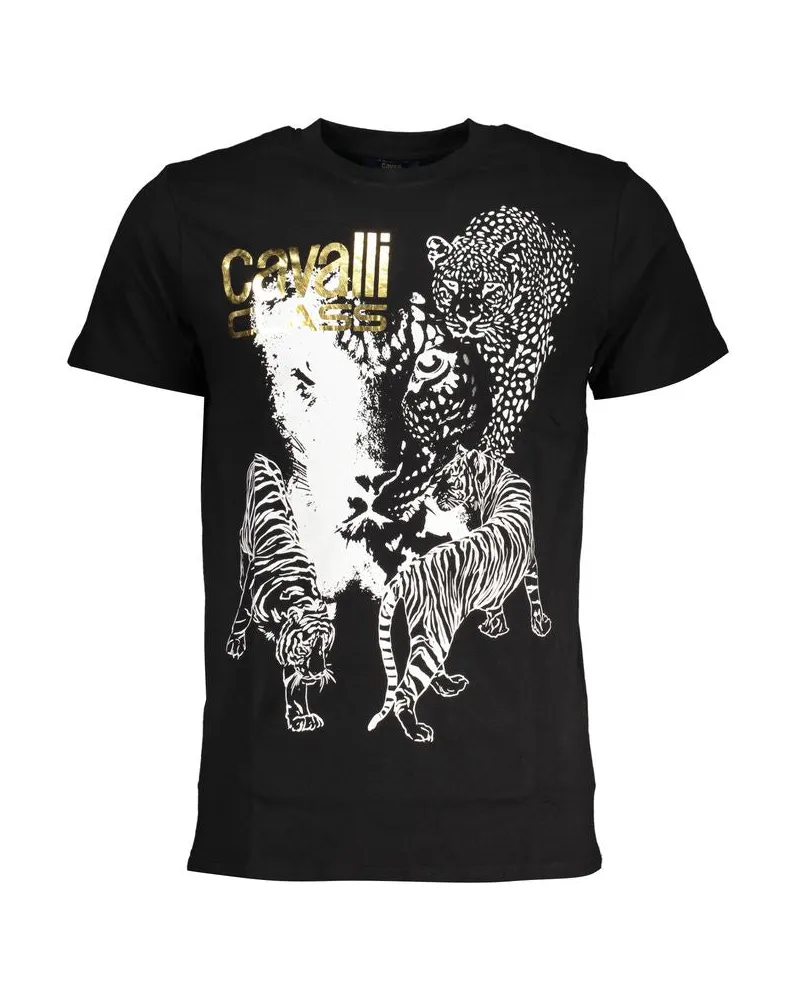Roberto Cavalli Nero Baumwolle Herren T-Shirt Schwarz