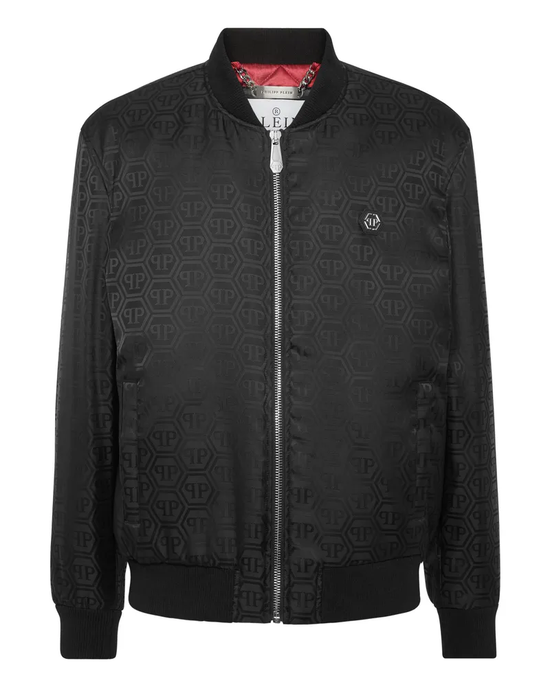 Philipp Plein Nylon Bomber Jacquard Monogram Schwarz