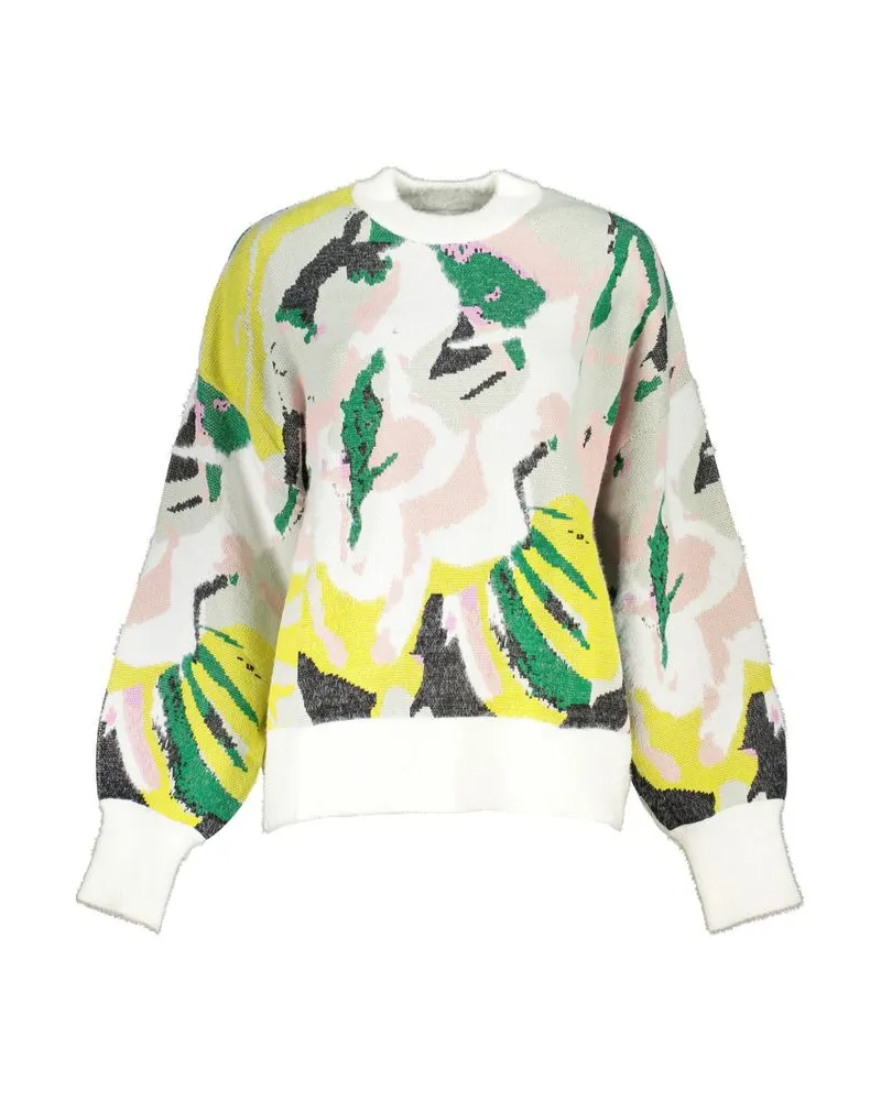 Desigual Eleganter hoher Kragen Kontrast Damenpullover Weiß