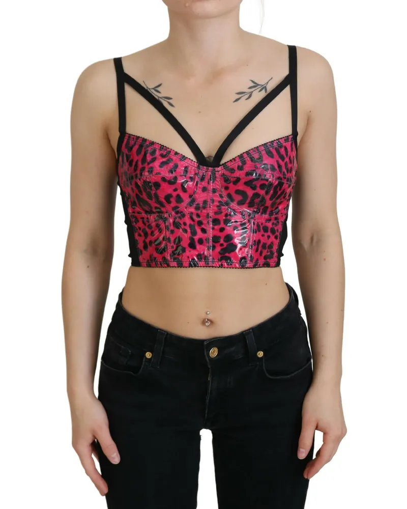 Dolce & Gabbana Leopardenmuster Korsett-Top Tsh83158 Mohnrot