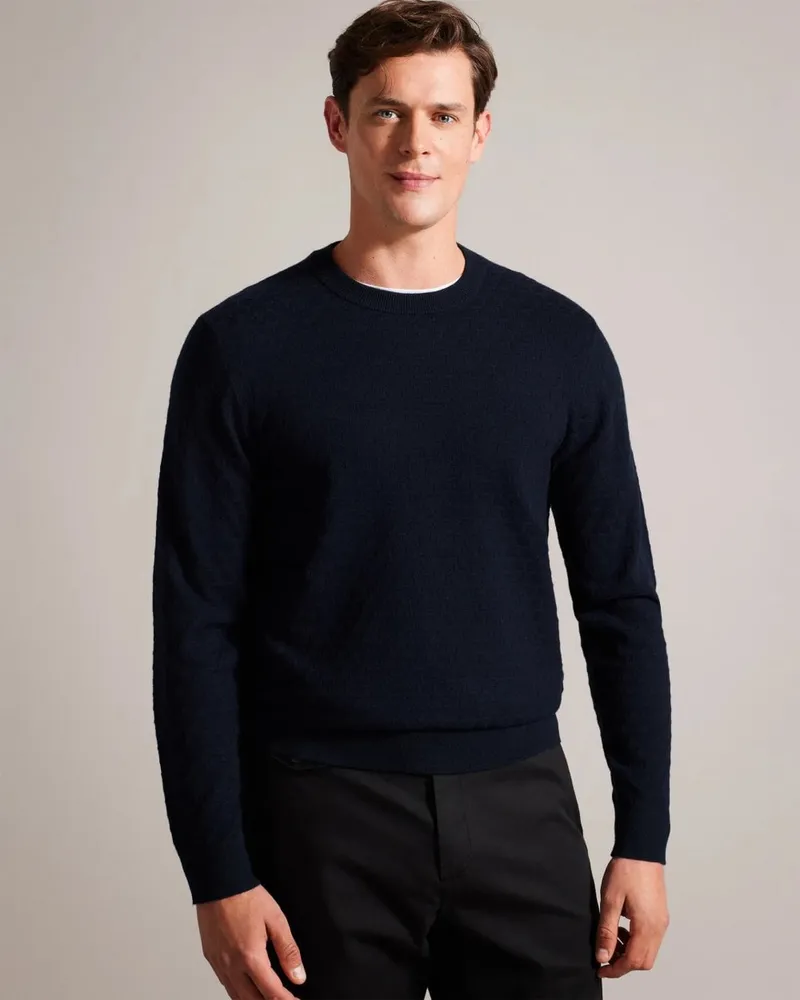 Ted Baker Loung Herren Langarm T-Strickpullover Marineblau
