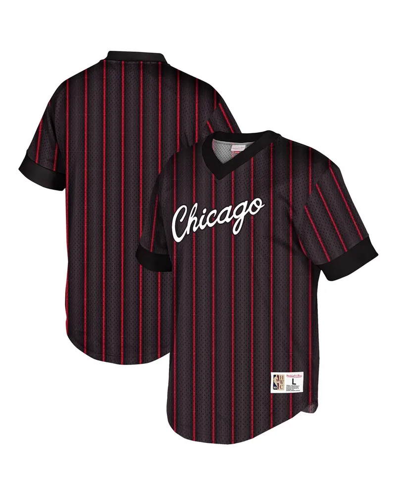 Mitchell & Ness NBA Chicago Bulls Wordmark Mesh Mens T-Shirt Schwarz