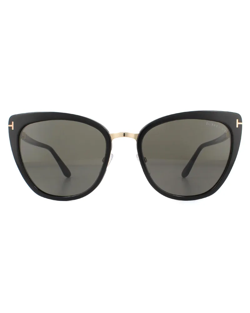 Tom Ford Lunettes De Soleil Simona FT0717 01A Stainte De Fumée En Or Rose Noire Brillant Braun