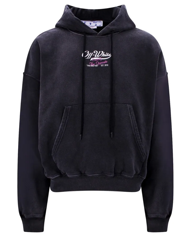 OFF-WHITE Wave Off Boxy Schwarzer Kapuzenpullover Schwarz