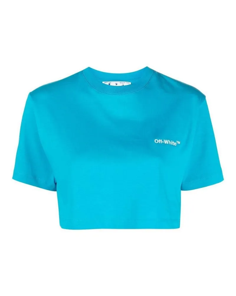 OFF-WHITE Off White - "Helvetica" kurzes T-Shirt für Damen (Blau Blau