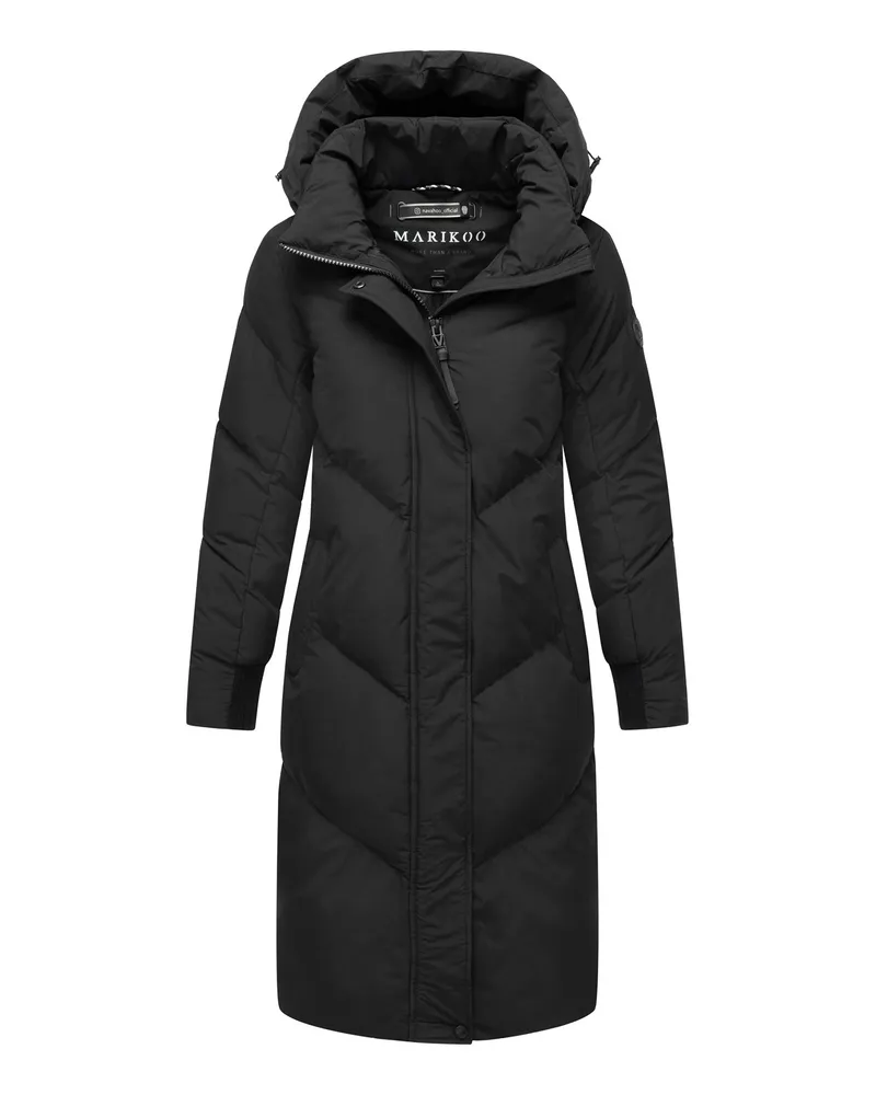 Marikoo Damen Steppmantel Teonaa mit Kapuze & sportlich-elegantem Look Schwarz