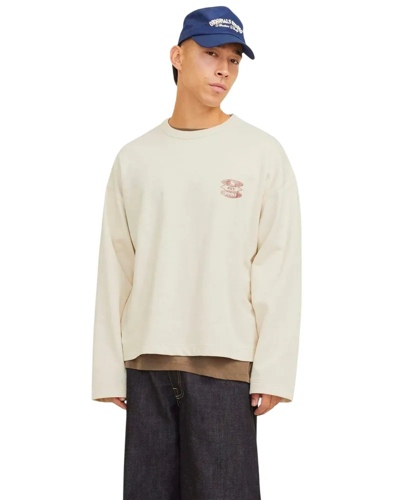 Jack & Jones Jack And Jones - Sweatshirt für Herren, Kastig, Drop-Ärmel (Ecru Ecru