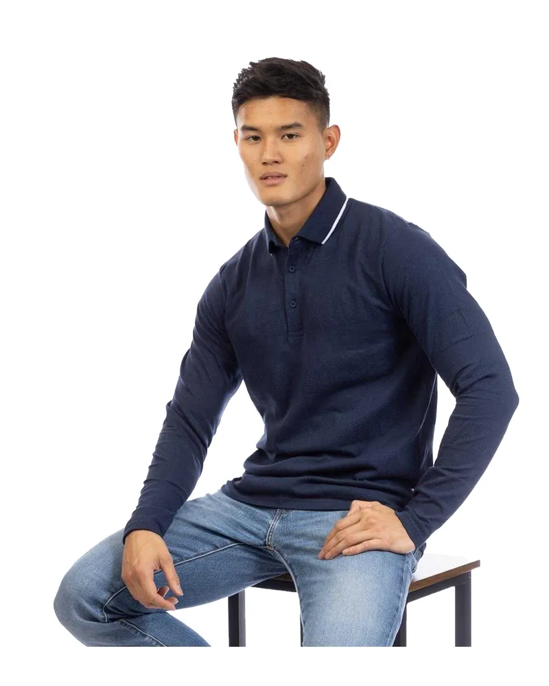 Peter Werth Poloshirt für Herren, Langärmlig (Dunkel-Marineblau Marineblau