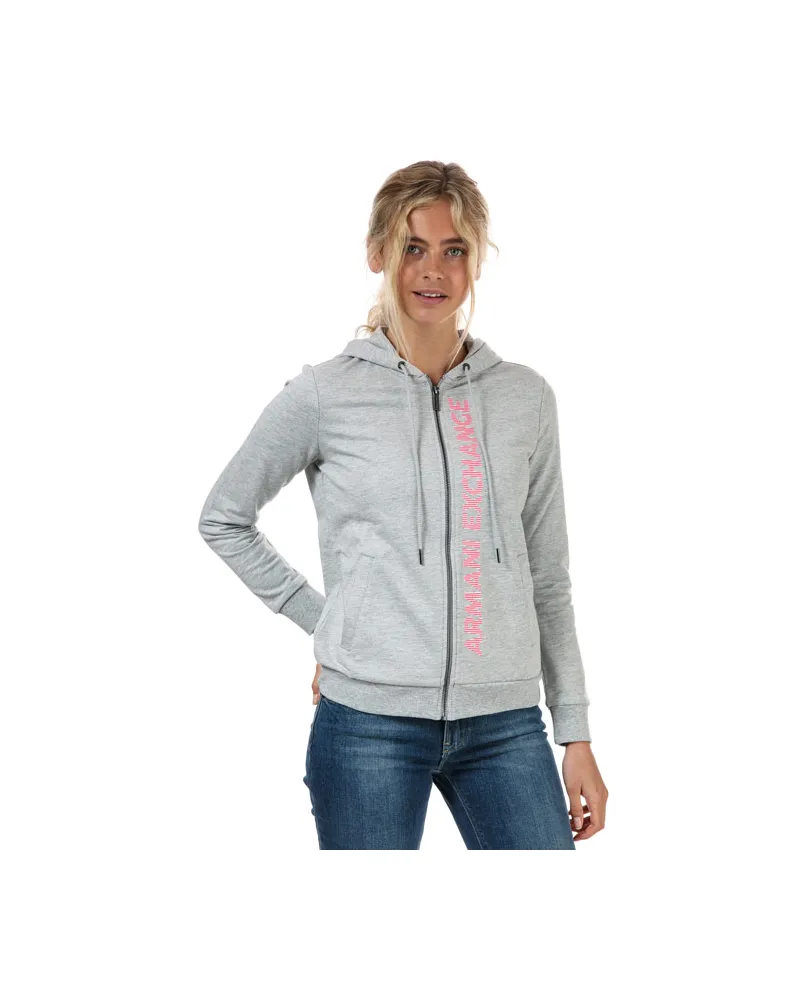 Armani Exchange Damen Kapuzenpullover mit Reißverschluss in Grau Grau