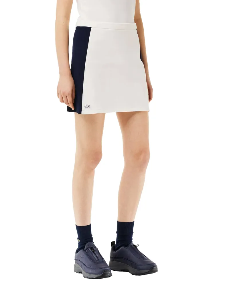 Lacoste Minirock für Damen, Piqué (Weiß/Marine Weiß