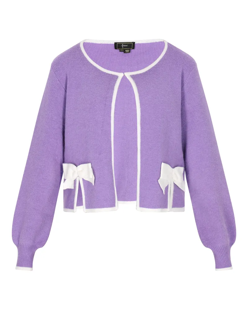 FAINA Strickjacke Damen Lavendel Weiss Lila