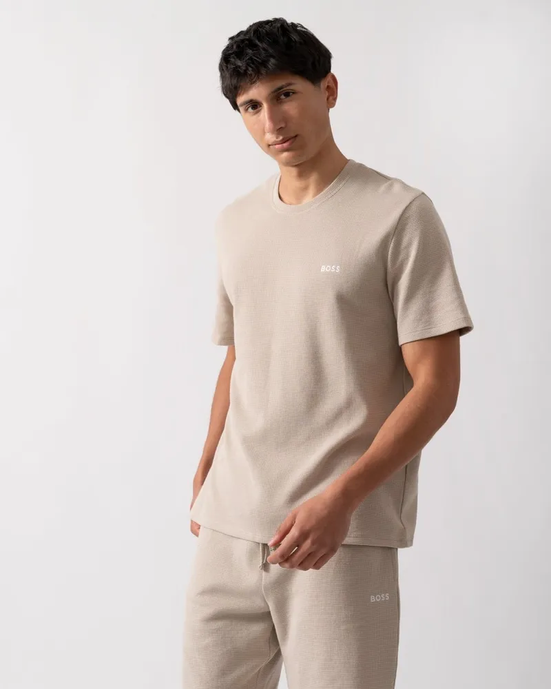 HUGO BOSS Pyjama-T-Shirt in Beige Cognac