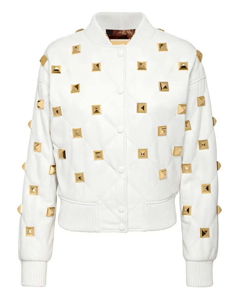 Philipp Plein Lederblouson Weiß