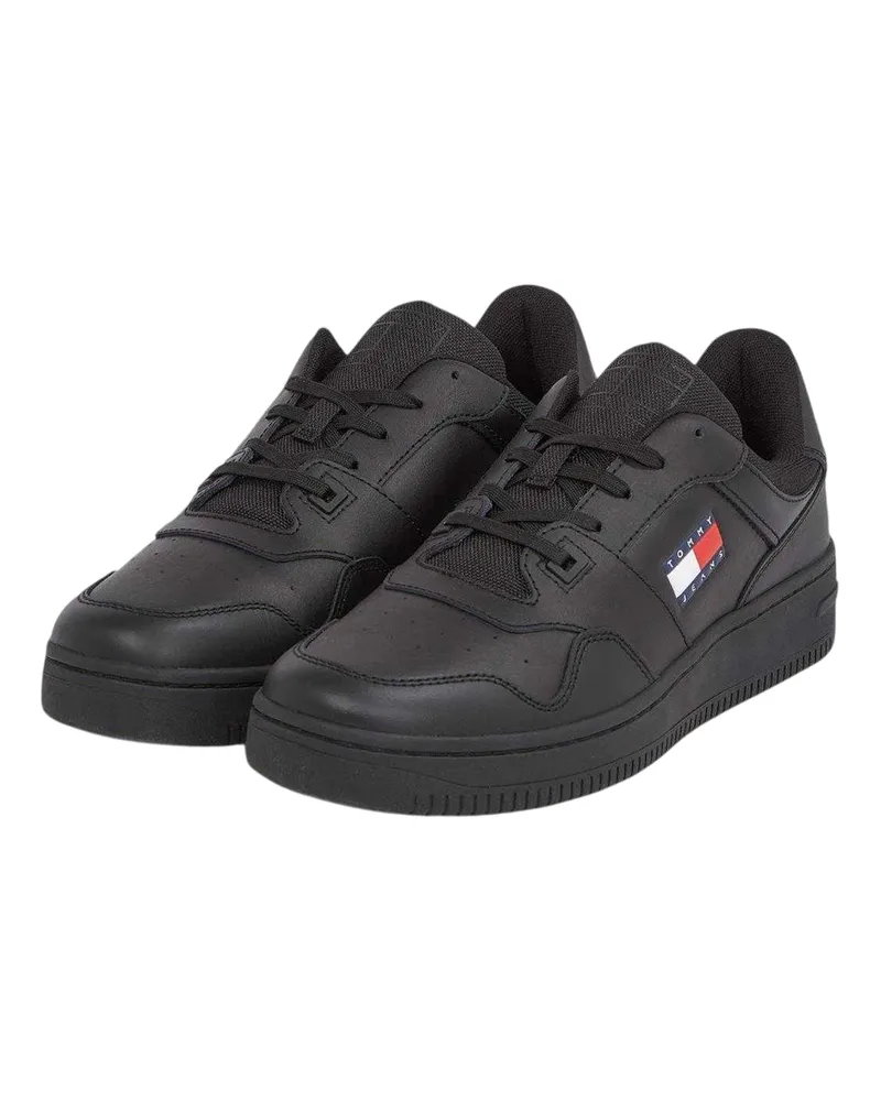 Tommy Hilfiger Sneaker für Herren, Leder, Niedrig geschnitten, Flach (Schwarz Schwarz