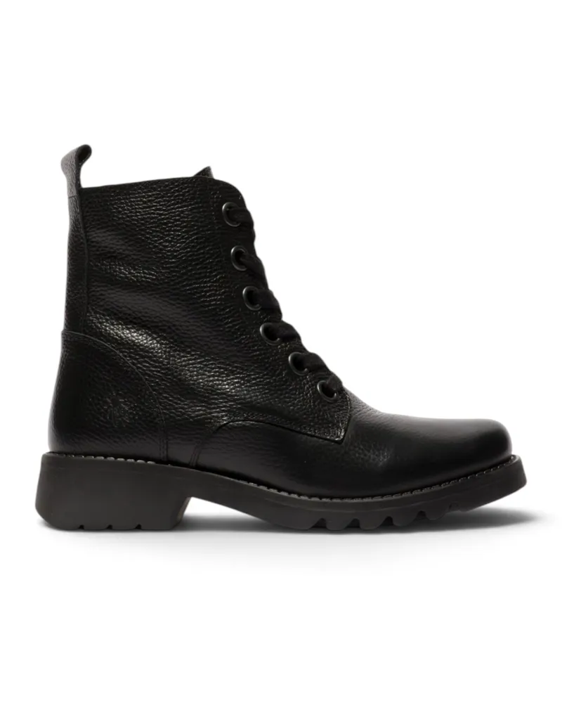 Fly London Damen Schnür-Stiefeletten aus Leder mit Absatz in Schwarz - RAMY488 Schwarz