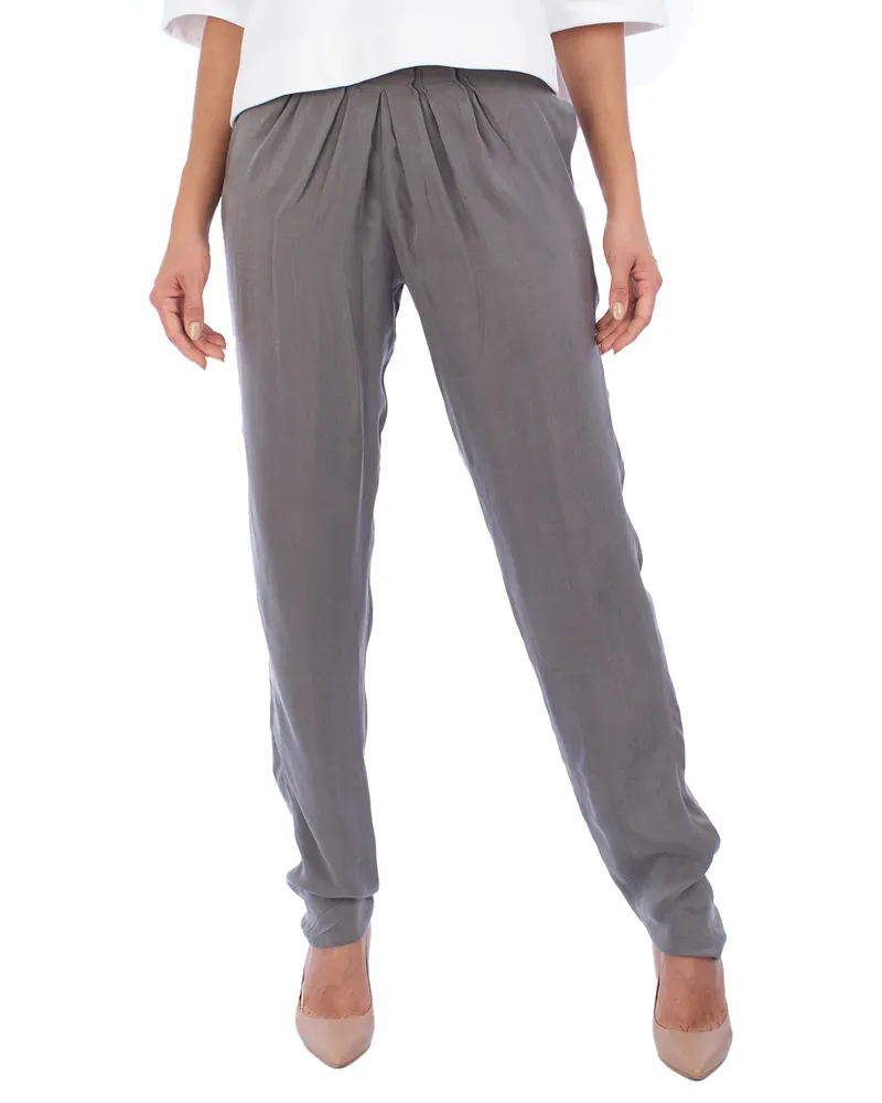 Emporio Armani Karottenfaltenhose INP30T Frau Grau