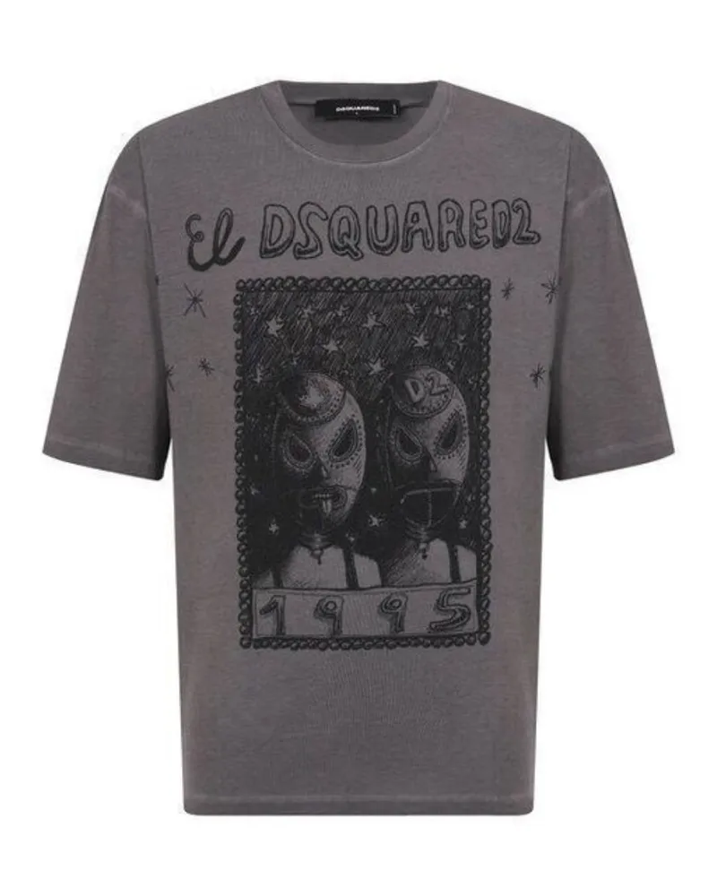 Dsquared2 El Dsquared2 Graphic Loose Fit T-shirt Anthrazitgrau Grau
