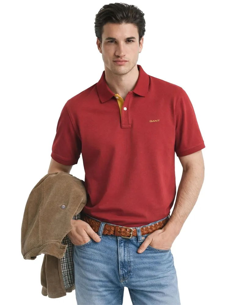 Gant Herren Piqué-Poloshirt Rot