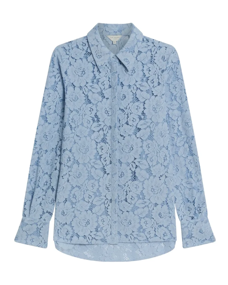 Ted Baker Gennoa Longline Spitzenhemd, Blau Blassblau