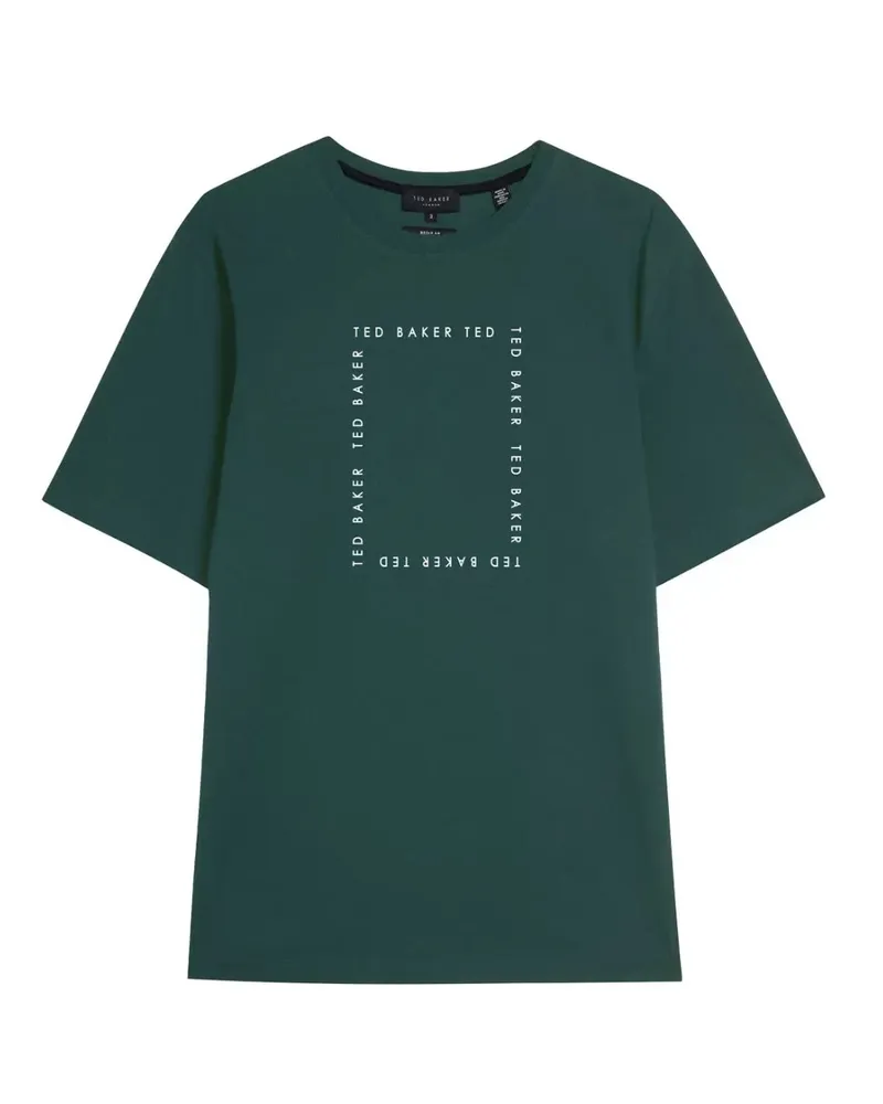 Ted Baker Fyn Box Print Dunkelgrünes T-shirt Anthrazit