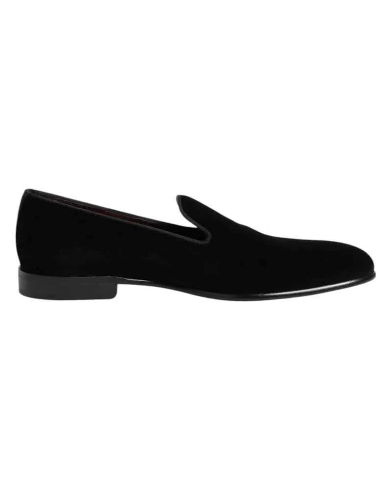 Dolce & Gabbana Schwarze Samt Slipper Herren Formelle Schuhe Schwarz