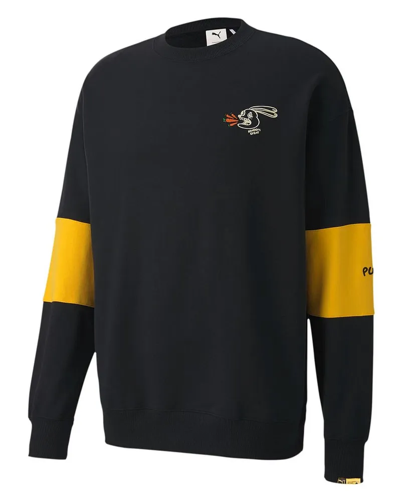 Puma x Rdet Randomevent Langarm Crew Hals schwarze Herren Pullover 596664 01 Schwarz