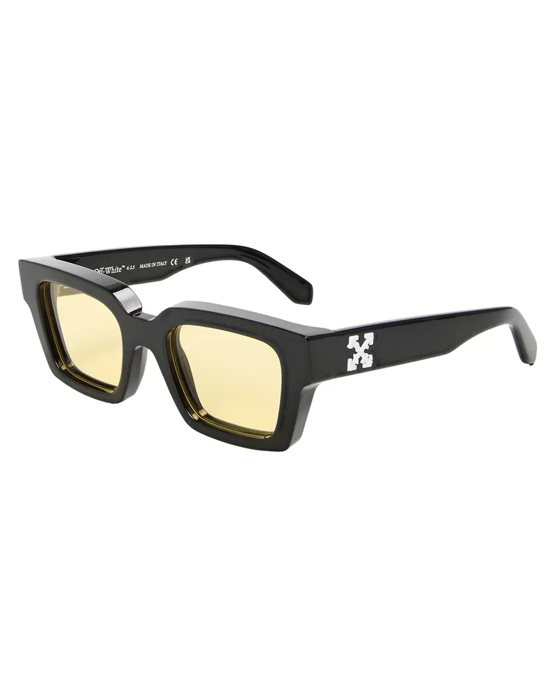 OFF-WHITE Virgil" Quadratischer Rahmen-Sonnenbrille für Herren/Damen Unisex (Schwarz/Gelb Schwarz