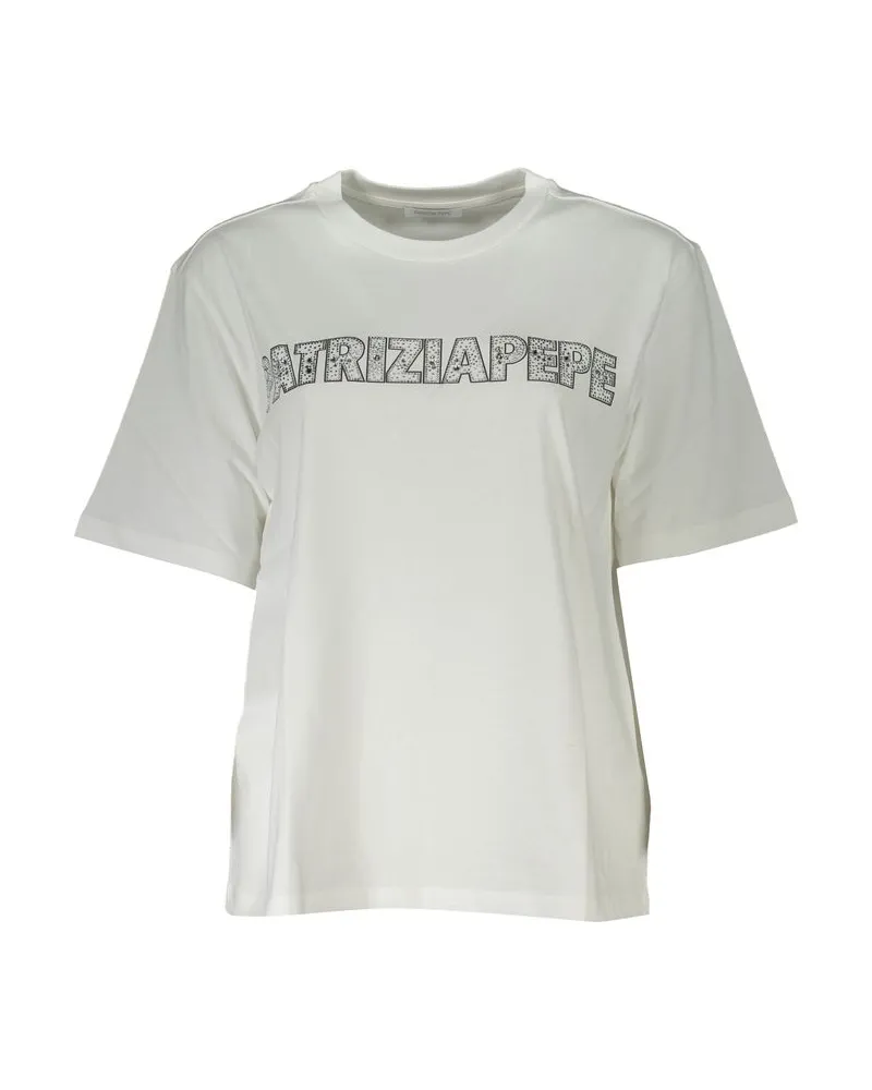Patrizia Pepe Verzierte Logo T-Shirt Modell Pa28359 Weiß