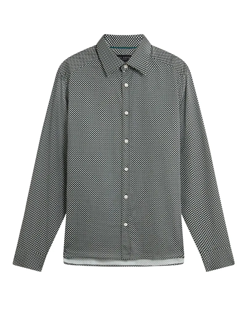 Ted Baker Jozef Mini Geo Print Khaki Hemd Anthrazit
