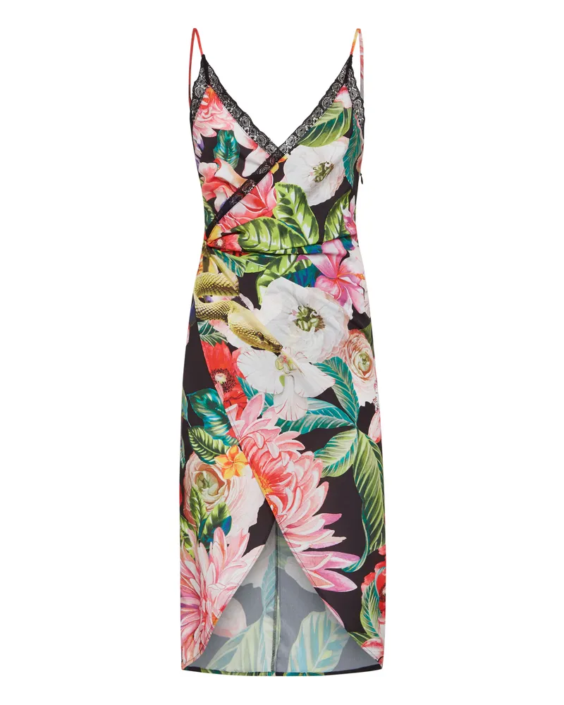 Philipp Plein Kurzes Kleid Flowers Schwarz