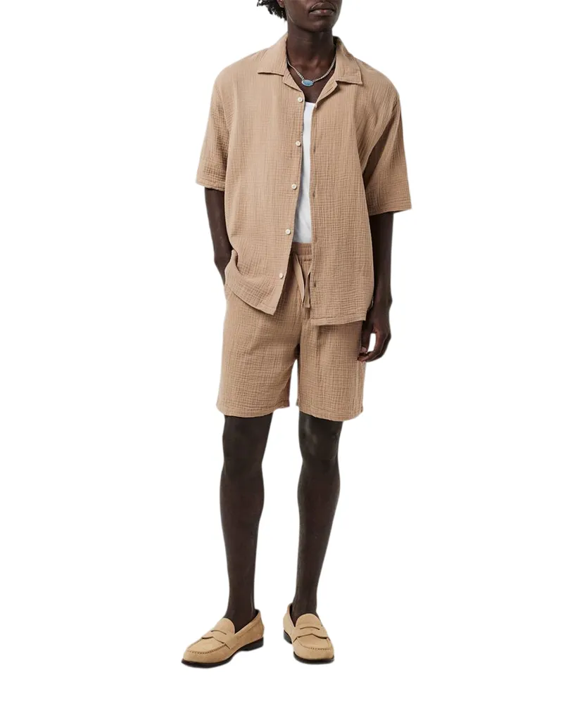 Albam Hemd für Herren, Fältchen, leger (warmes Beige Beige