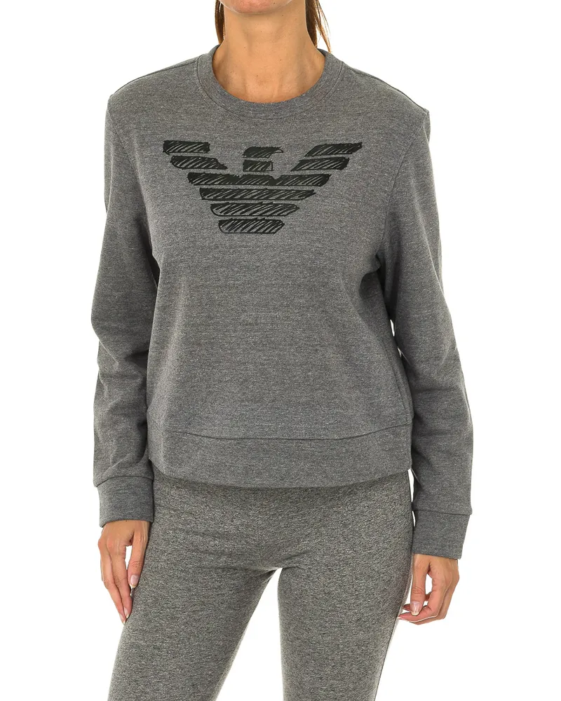 Giorgio Armani Langärmeliger Damenpullover mit Rundhalsausschnitt 7V5M75-5J42Z Grau