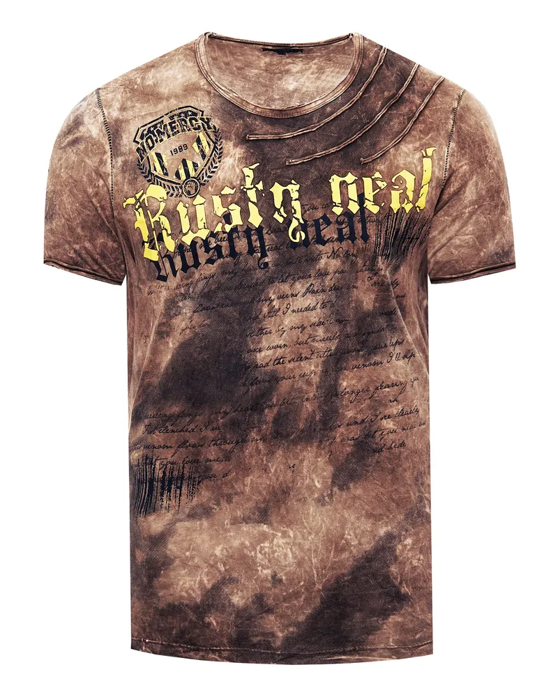 Rusty Neal Tie-Dye Batik-T-Shirt mit Logo-Print - Braun Braun
