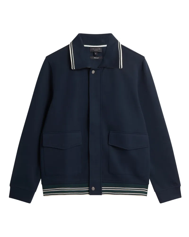 Ted Baker Mall Marineblaue Jacke Mit Verdeckter Knopfleiste Marineblau