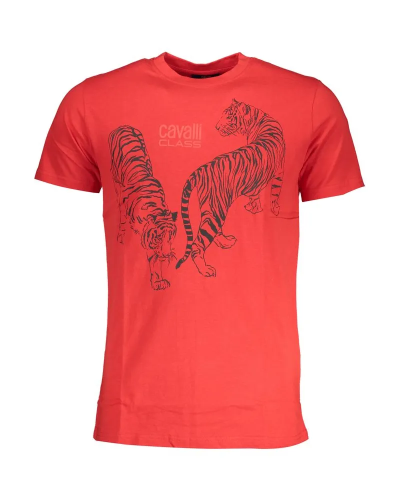 Roberto Cavalli Rotes Baumwoll-Herren-T-Shirt Rot