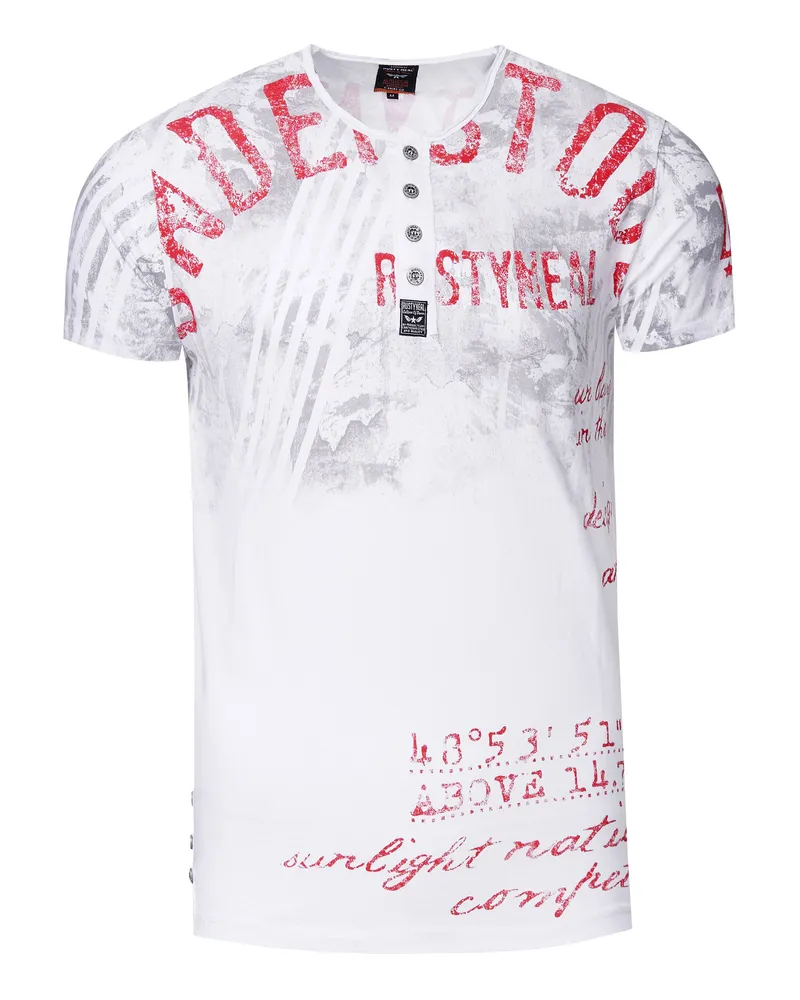 Rusty Neal Rundhals T-Shirt mit Front & Back Prints Weiß