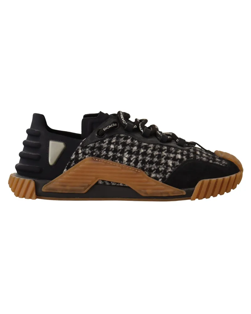 Dolce & Gabbana Schwarze Weiße Stoff Schnürsenkel NS1 Sneakers Schwarz