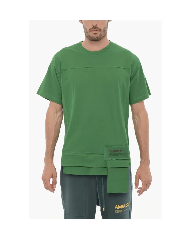 AMBUSH Einfarbiges AMAZON SEA FOAM Rundhals-T-Shirt mit Taillentasche in Grün Grün