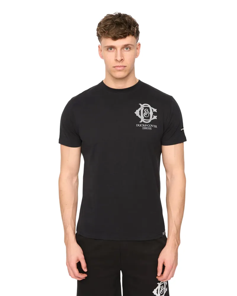 Duck and Cover Randolph" T-Shirt für Herren, Leger (Schwarz Schwarz