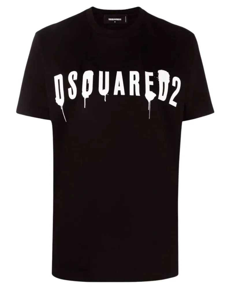 Dsquared2 T-Shirt mit Dripping Spray Logo - Schwarz Schwarz