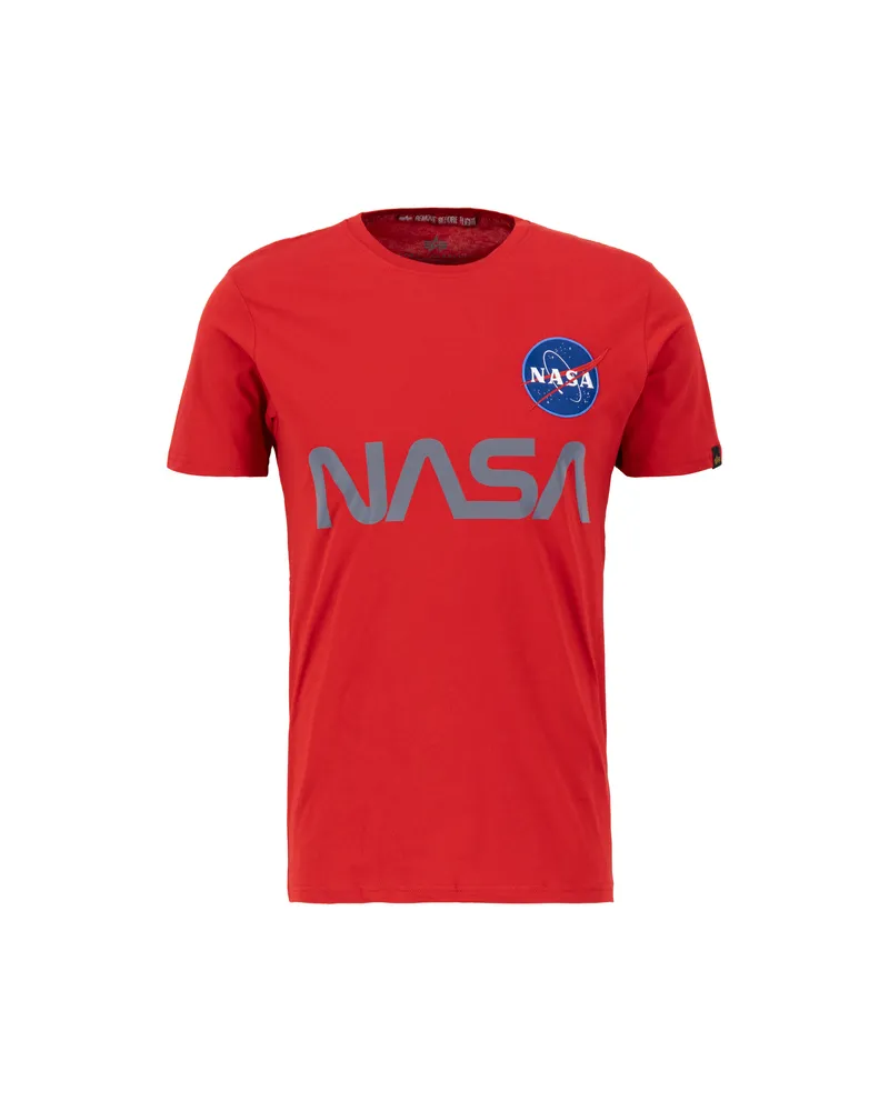 Alpha Industries T-Shirt mit NASA-Reflexdetails - Rot Rot