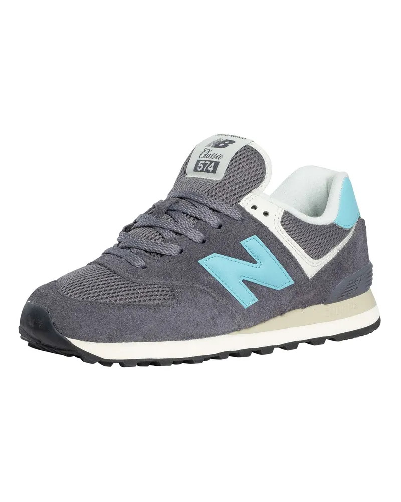 New Balance 574 Wildleder Trainer, Grau Grau