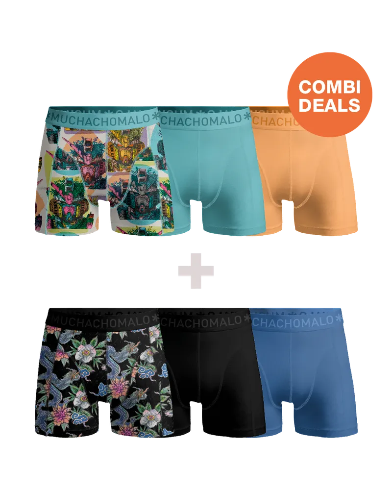 Muchachomalo Boxershorts 3+3er Kombipack für Herren - Mehrfarbig Mehrfarbig