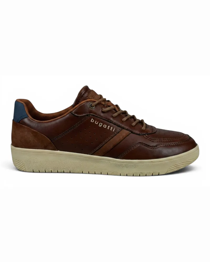 Bugatti Herren braune Leder-Mode-Komfort-Trainerschuhe – Llopart Dunkelbraun