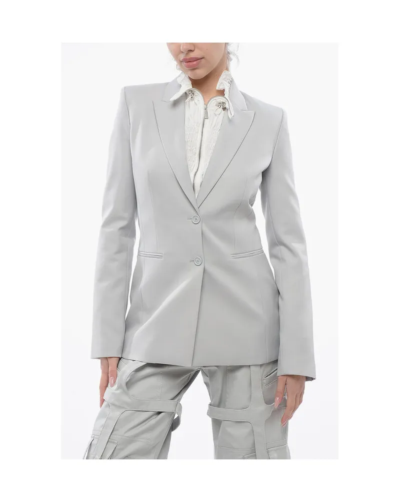 OFF-WHITE CORPORATE TECH Slim Fit Blazer mit steigendem Revers in Grau Grau