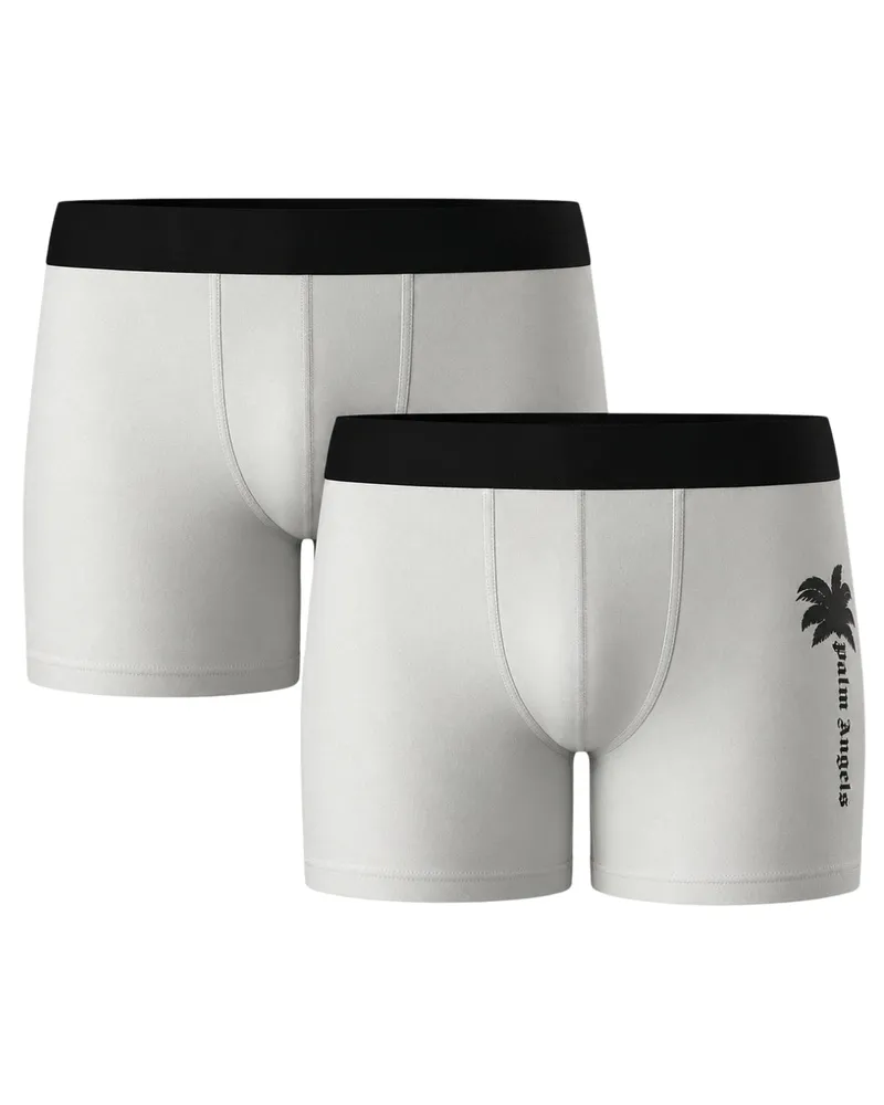 Palm Angels Boxershorts, Weiß, Zweierpack Mit Palm-logo Weiß