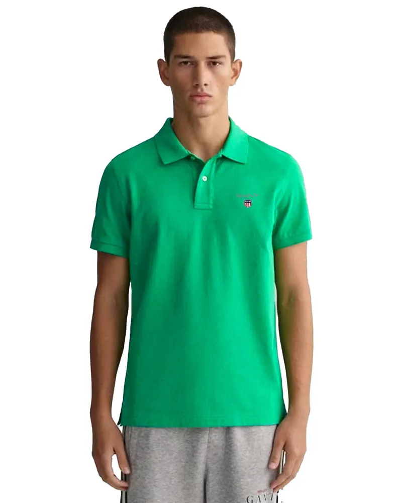 Gant Herren Kurzarm-Poloshirt Grün