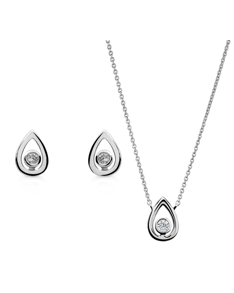 Orphelia Ellie' Damen 925 Sterling Silber Set: Halskette + Ohrringe - Silber SET-7485 Silber