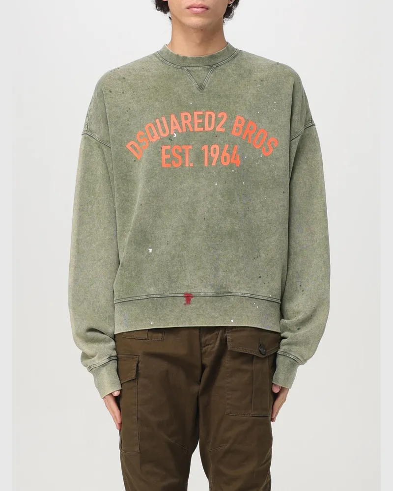 Dsquared2 Boxy-Fit-Sweatshirt mit Farbspritzern - Salbeigrün Salbeigrün